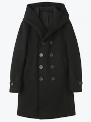 junhashimoto SHAWL HOODED COAT BLACK