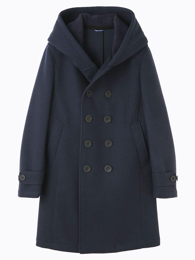 junhashimoto SHAWL HOODED COAT NAVY | junhashimoto | rumbleFISH