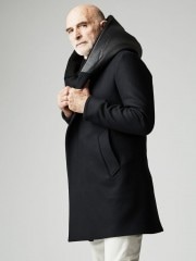 定価16.5万 1piu1uguale3 BEAVER WRAP フードコートⅢ 1PIU1UGUALE3 WRAP HOOD COMBI (melton / eco mouton) BLACK | ALL