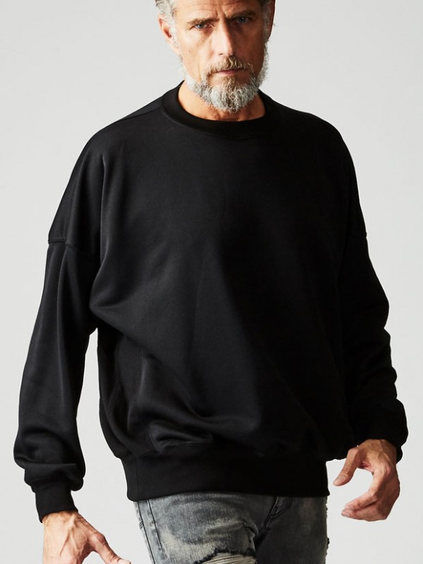 1PIU1UGUALE3 DROP SHOULDER CREW BLACK