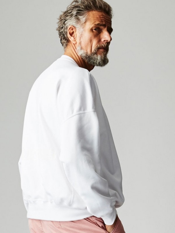 1PIU1UGUALE3 DROP SHOULDER CREW WHITE