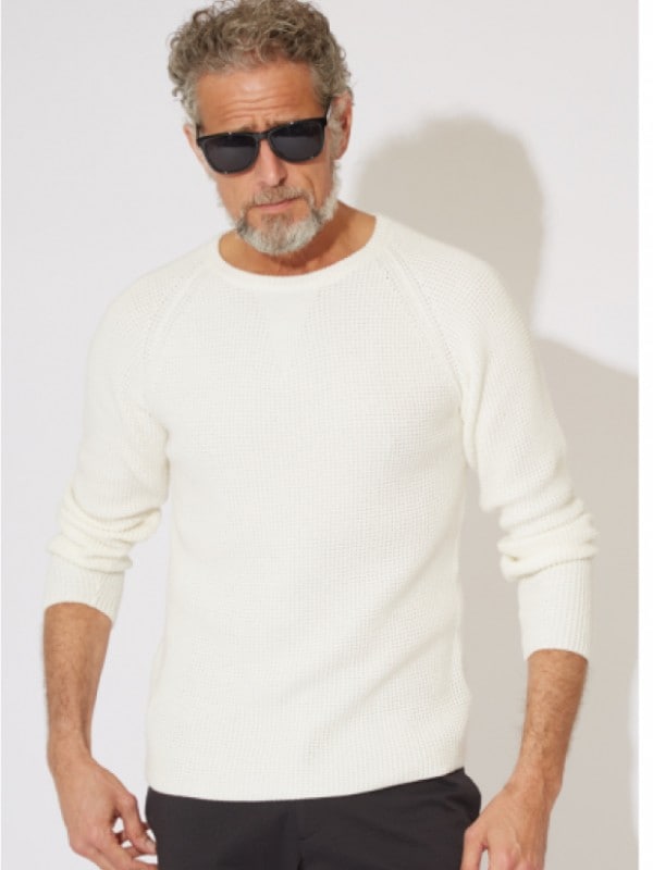 AKM WAFFLE RAGLAN CREW / white