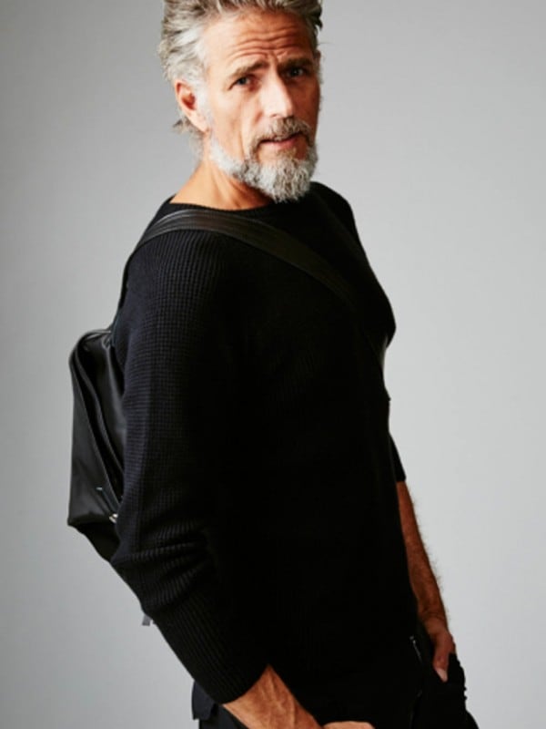 AKM WAFFLE RAGLAN CREW / black