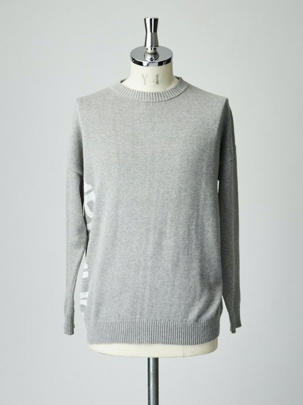 1PIU1UGUALE3 DROP SHOULDER CREW-10G PLAIN COTTON- / gray