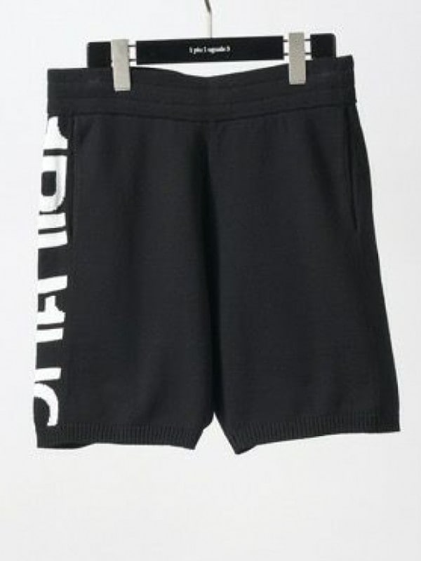 1PIU1UGUALE3  KNIT SHORTS PANTS 10G PLAIN COTTON / black