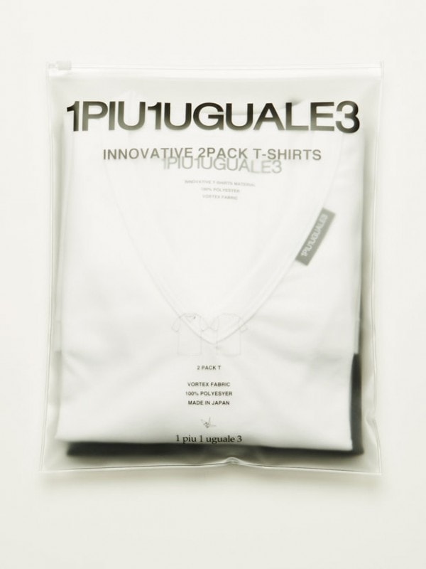 1PIU1UGUALE3 2PACK Tee S/S V-NECK WHITE and BLACK