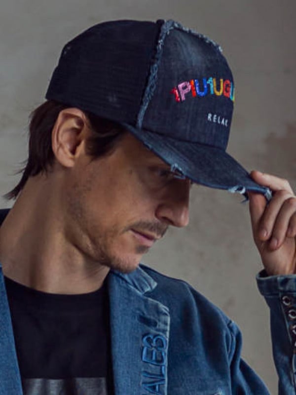 1PIU1UGUALE3  RELAX COLORFULL RHINESTONE CAP / INDIGO