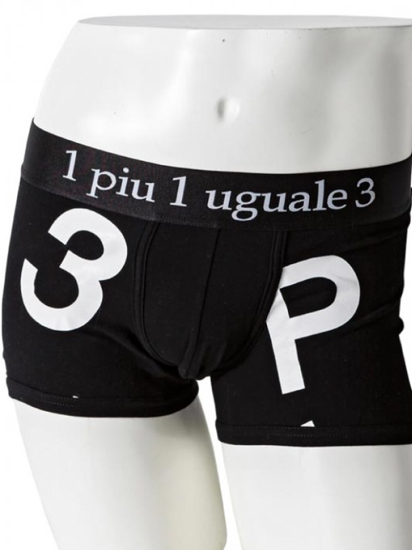 1PIU1UGUALE3  RELAX 3 RANDOM LOGO BOXER PANTS / BLACK