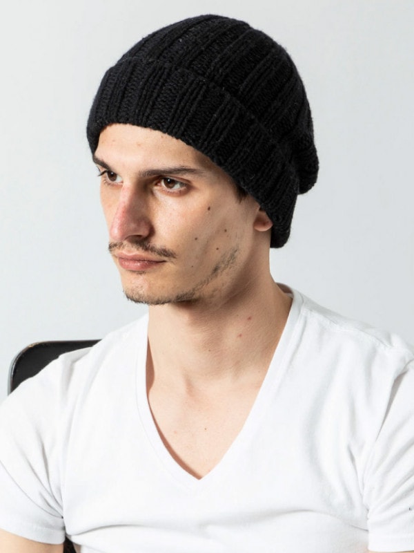 wjk WHOLE GARMENT KNIT CAP / BLACK