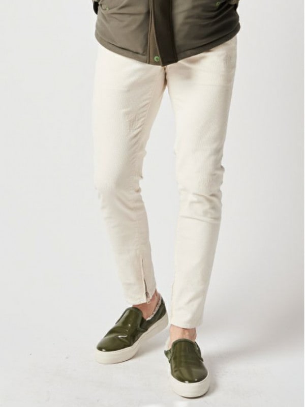 1PIU1UGUALE3 9 ZIP TAPERED DAMAGE / OFF WHITE