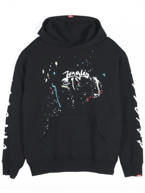 JUNGLES LOGO PAINT SPLATTER HOOD / BLACK