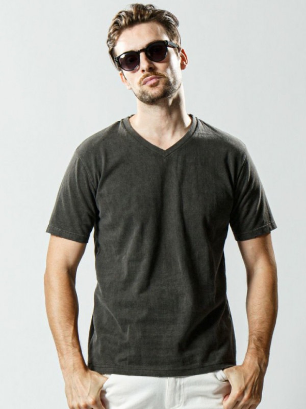 wjk garment dye damage T / CHARCOAL