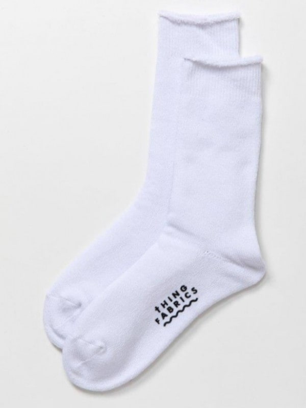 THING FABRICS HEATHER PILE CREW SOX / WHITE