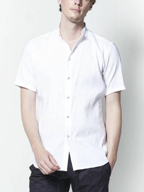 junhashimoto SV11 BAND COLLAR S/S SHIRTS / WHITE