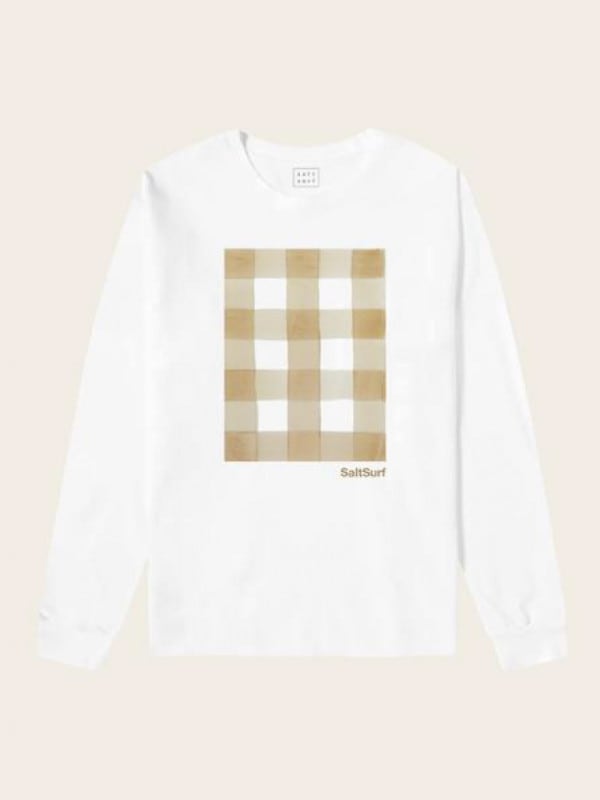 SALT SURF GINGHAM WATER COLOR L/S / WHITE