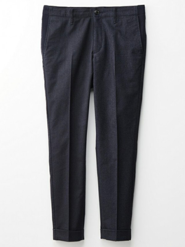 1PIU1UGUALE3 CRAZY RIB SLACKS / SOFT THERMO STRETCH (NAVY)