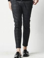 1PIU1UGUALE3 RIB TAPERED SLACKS / WINDOW PEN SUPER 100'S STRETCH FLANO (D.GREY)