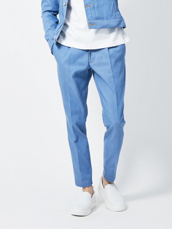 junhashimoto P03 DENIM  EASY TUCK PANTS / SAX
