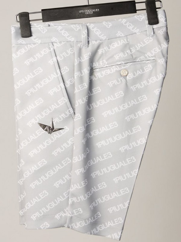 1PIU1UGUALE3 GOLF  DIAGONAL LOGO SHORTS / GREY x WHITE