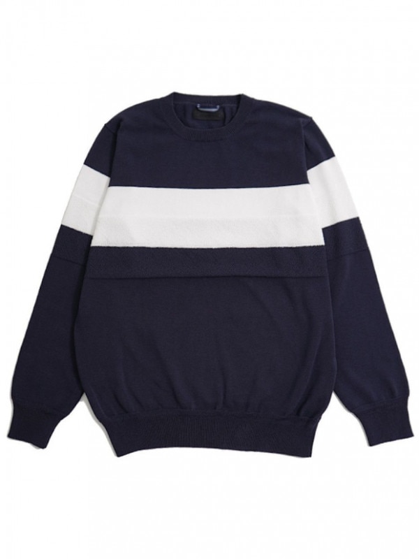 junhashimoto K04 STRIPE CREW NECK / NAVY WHITE