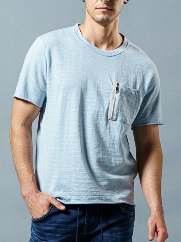 wjk irregular Vslab pocket-T / L.BLUE