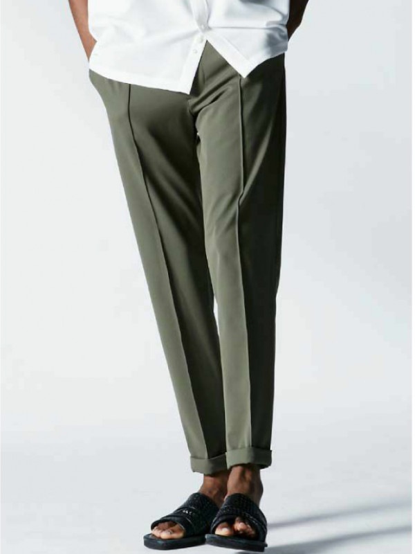 1PIU1UGUALE3 CREASE SLACKS ARGAN OIL 2WAY / KHAKI