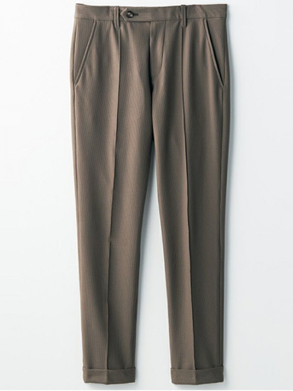 1PIU1UGUALE3 CREASE SLACKS SUCKER TRICOT / KHAKI