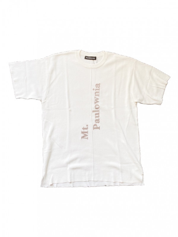 Mt.Paulownia LOGO KNIT TEE / WHITE×PINK