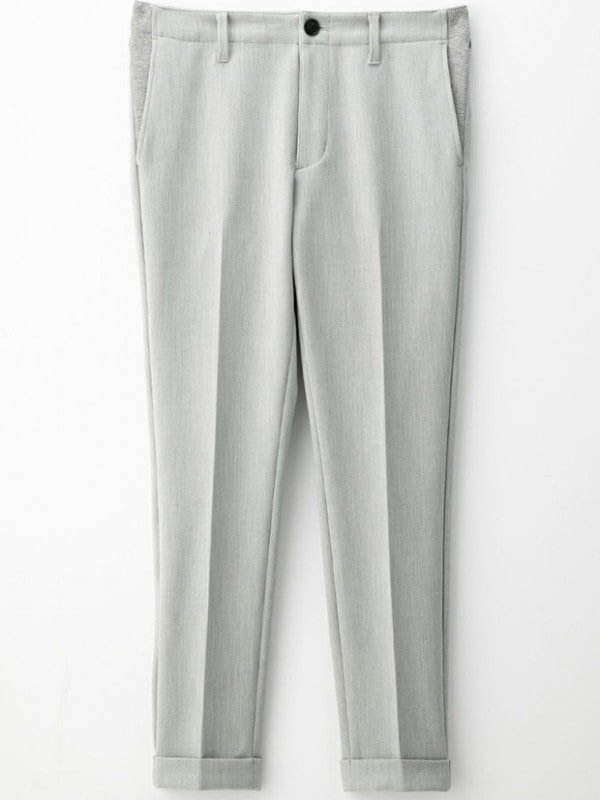 1PIU1UGUALE3 RIB TAPERED SLACKS / L.GRAY