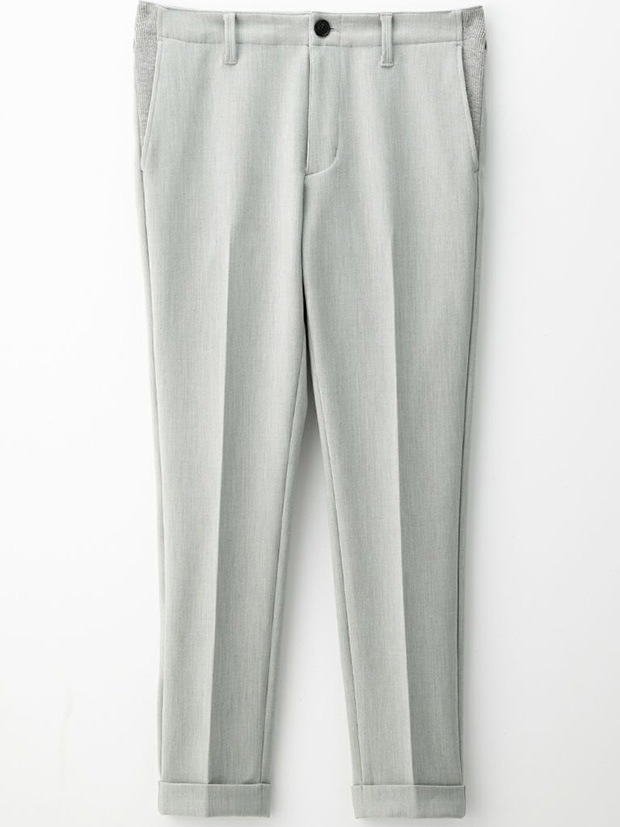 1PIU1UGUALE3 RIB TAPERED SLACKS / L.GRAY