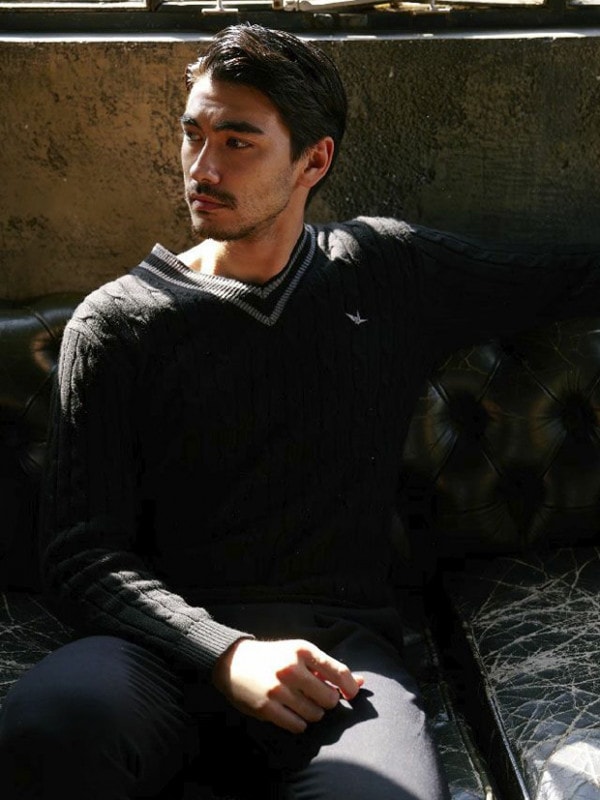 1PIU1UGUALE3 TILDEN KNIT / BLACK/GRAY