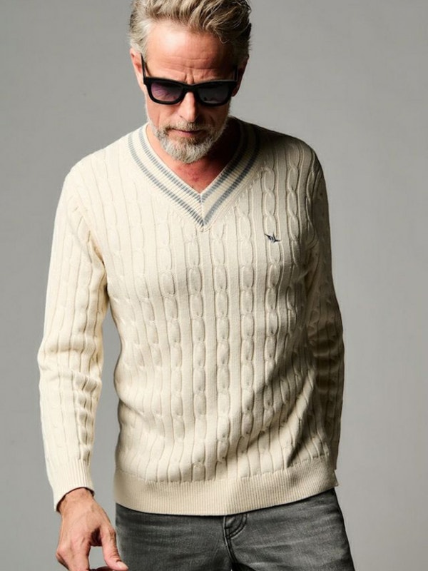 1PIU1UGUALE3 TILDEN KNIT / WHITE/L.GRAY