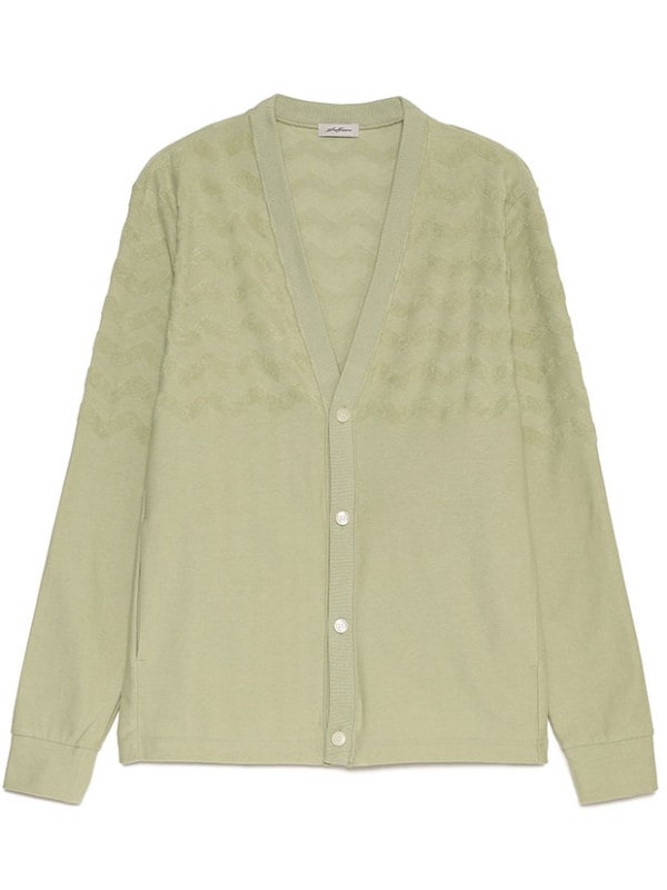SeaGreen WAVE PILE CARDIGAN / GREEN