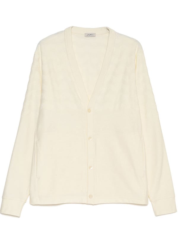 SeaGreen WAVE PILE CARDIGAN / CREAM