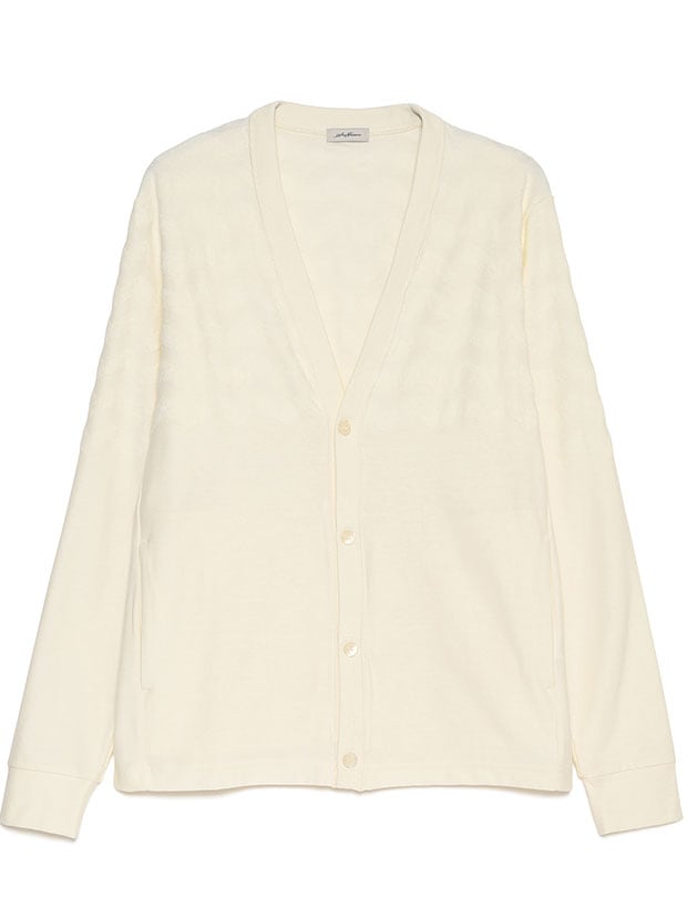 SeaGreen WAVE PILE CARDIGAN / CREAM