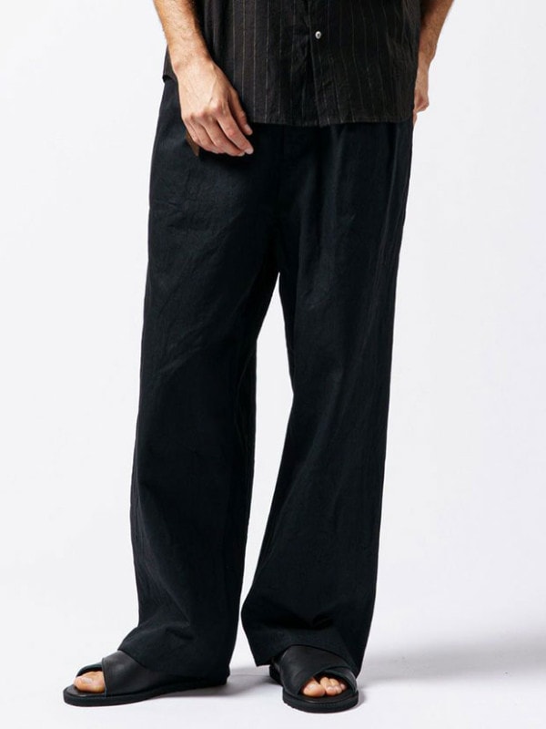 wjk 2tack wide denim pants / BLACK