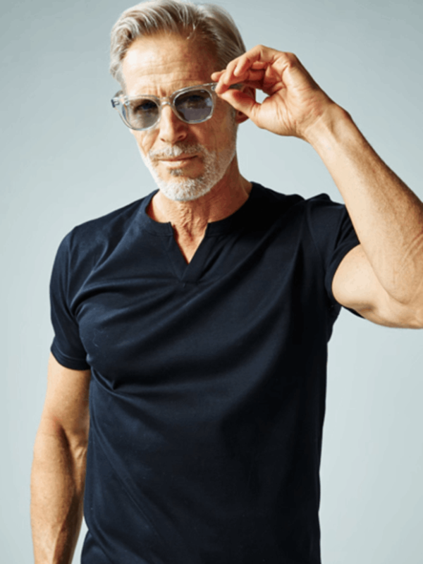 AKM ALBINI ORGANIC SMOOTH S/S KEY NECK  / BLACK