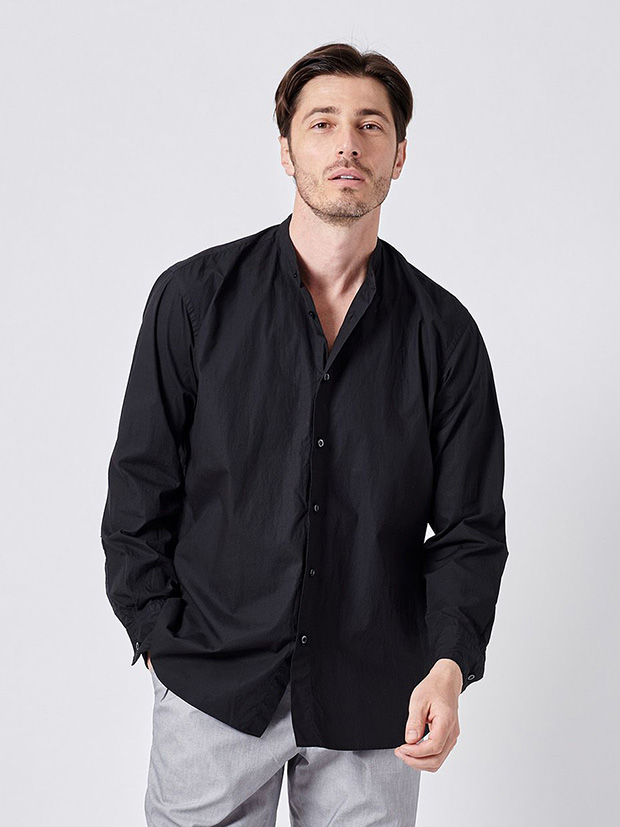 junhashimoto BAND COLLAR SHIRTS / BLACK