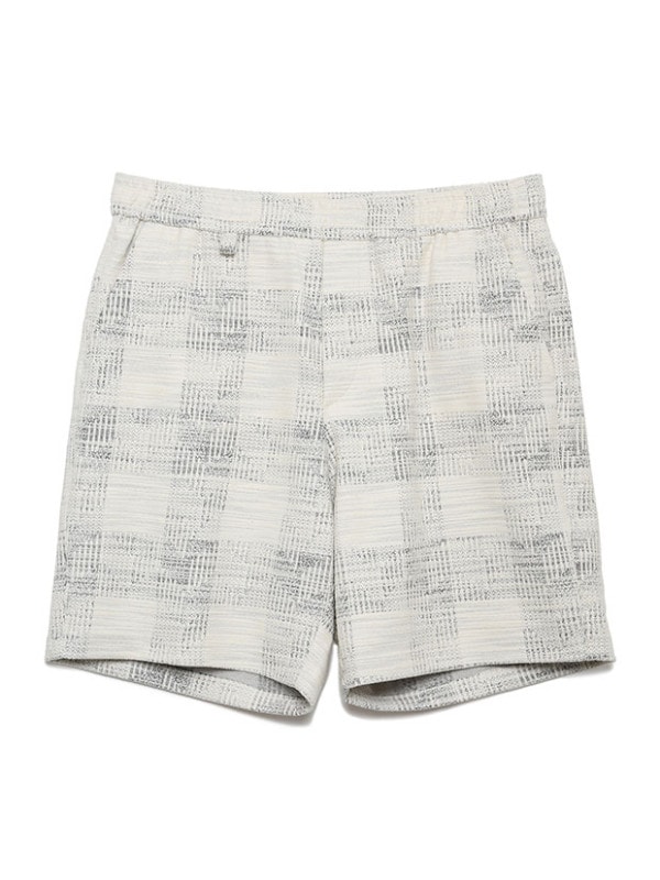 SeaGreen SLAB YARN CHECK SHORTS / GRAY
