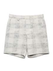 SeaGreen SLAB YARN CHECK SHORTS / GRAY
