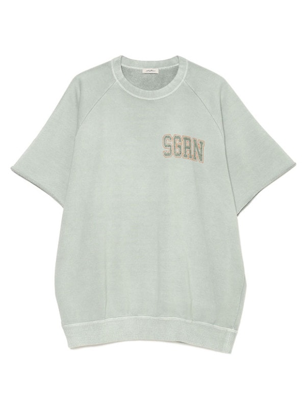 SeaGreen  GARMENT DYED COTTON FLEECE T-SHIRT / GREEN