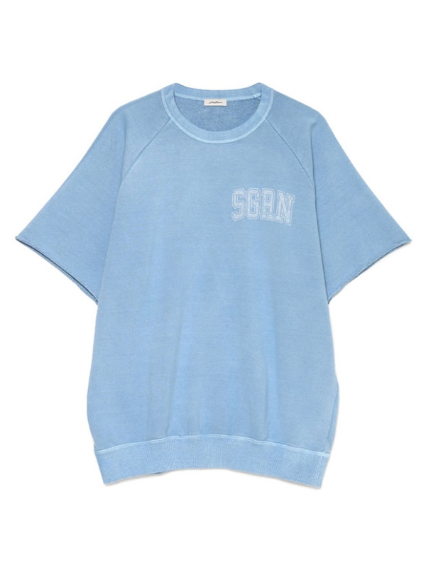 SeaGreen  GARMENT DYED COTTON FLEECE T-SHIRT / BLUE