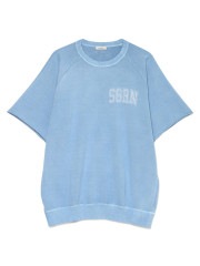 SeaGreen  GARMENT DYED COTTON FLEECE T-SHIRT / BLUE