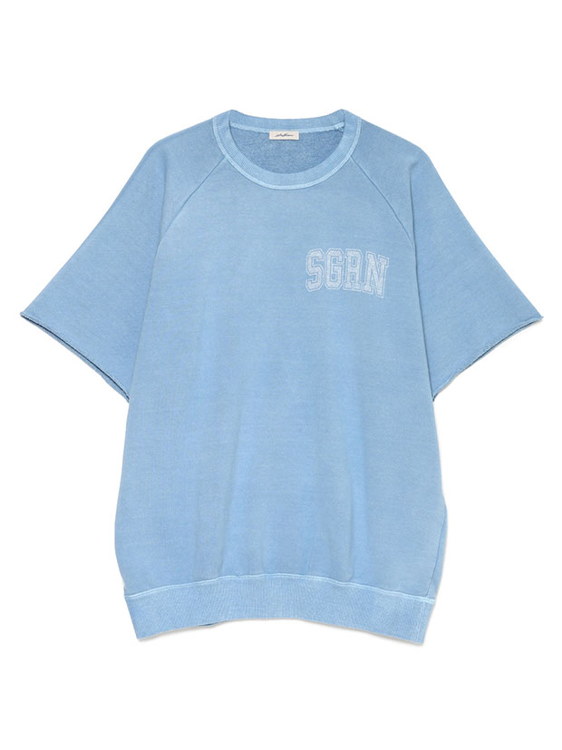 SeaGreen  GARMENT DYED COTTON FLEECE T-SHIRT / BLUE