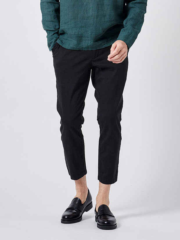 junhashimoto 9 TUCKLESS SLIM PANTS / BLACK