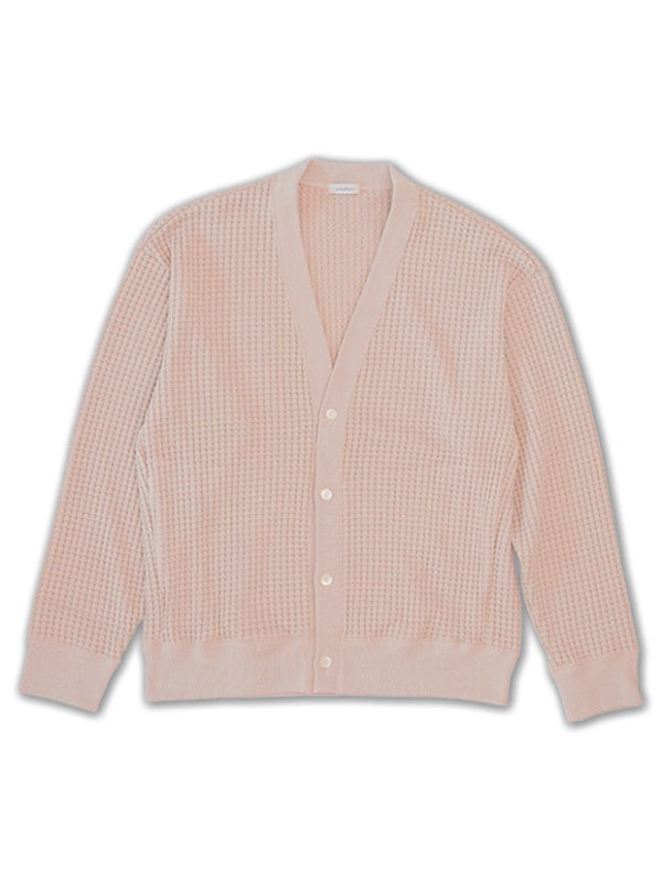 SeaGreen BIG WAFFLE CARDIGAN / S.PINK
