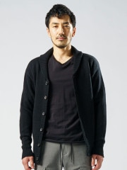 wjk jacquard shawl cardigan / black