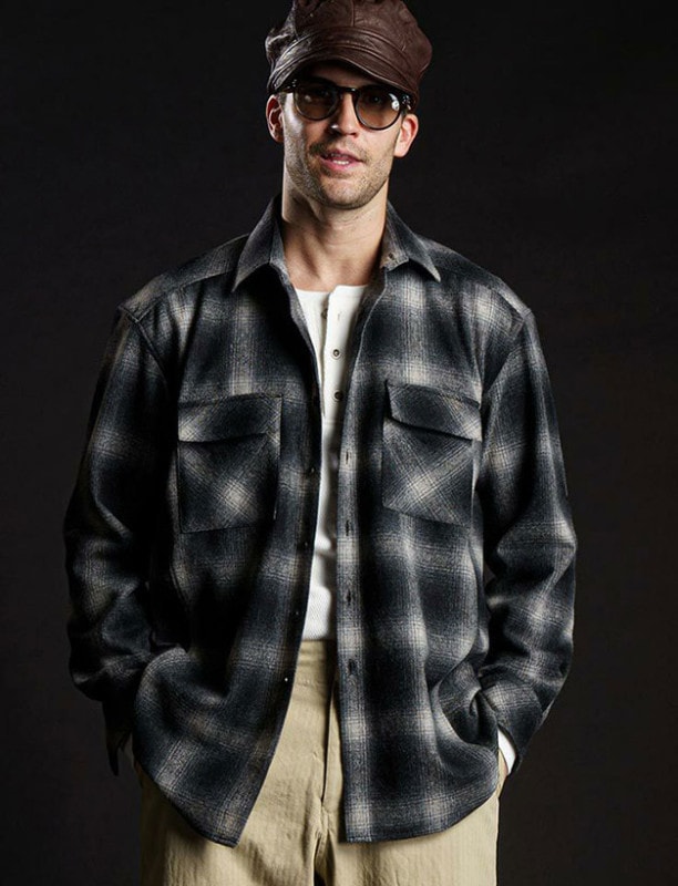 wjk check oversize CPO shirts / black