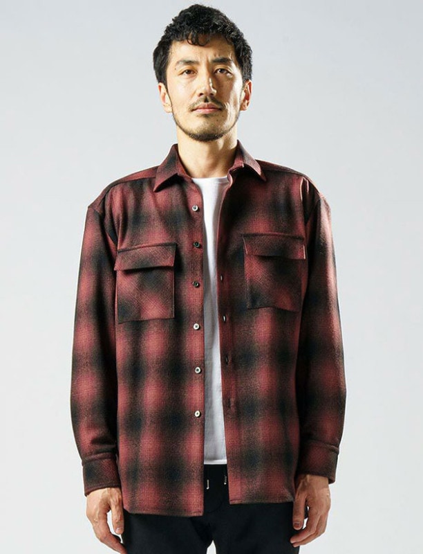 wjk check oversize CPO shirts / red