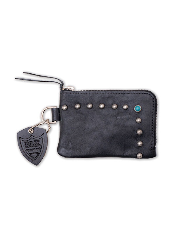 HTC BLK CORNER ZIPPER PURSE 9TQ BLK/SLV